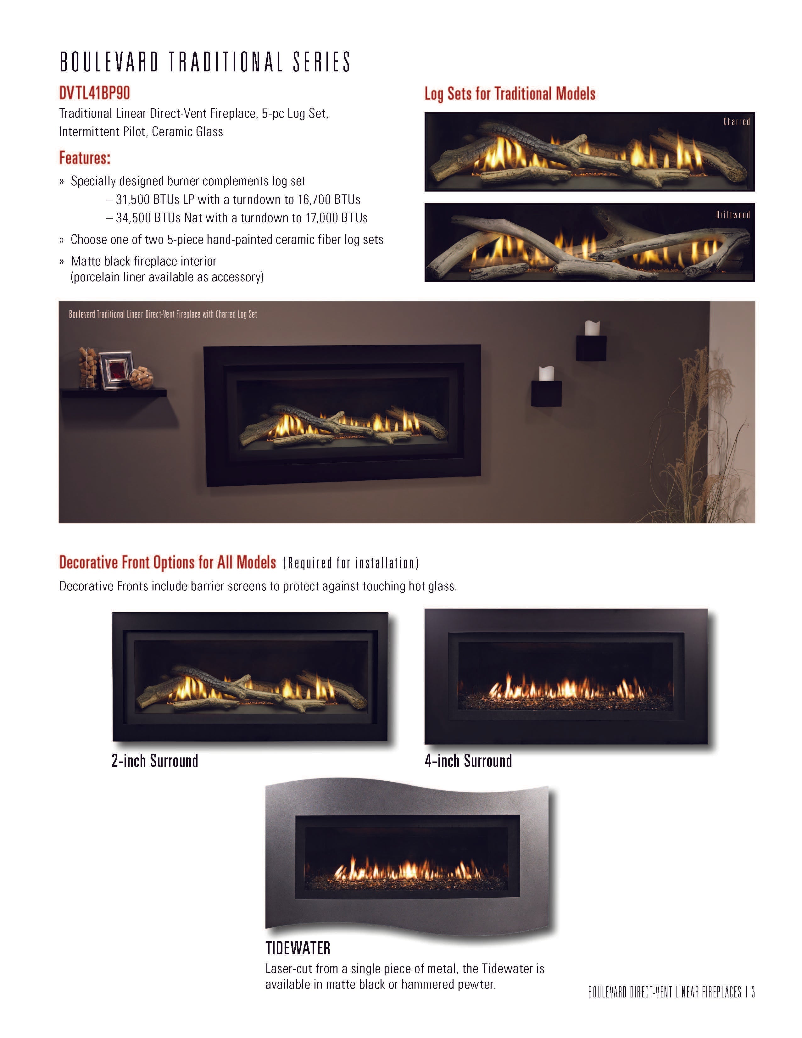 Empire 36" Boulevard Direct Vent Linear Contemporary Gas Fireplace