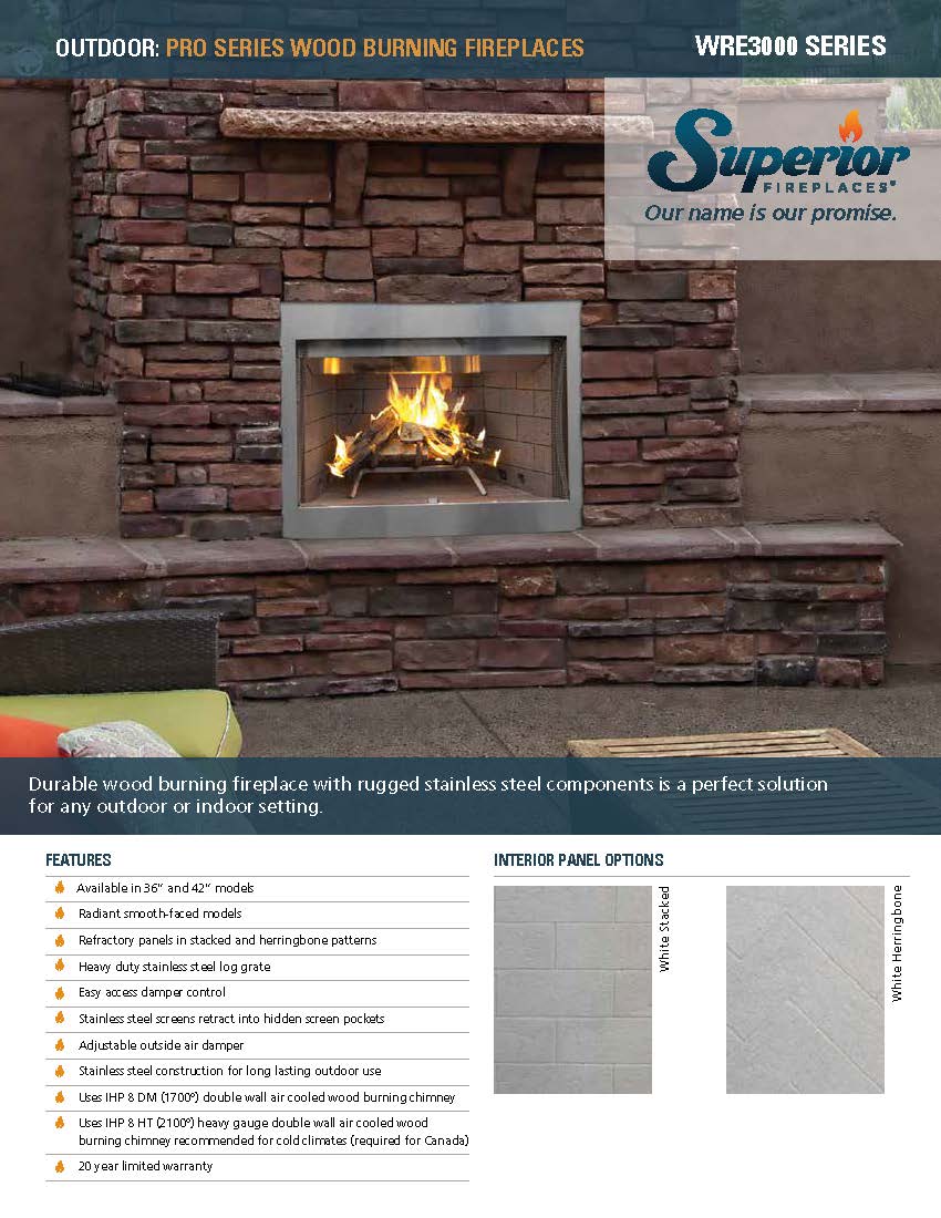 Superior WRE3042 Wood Burning Outdoor Fireplace