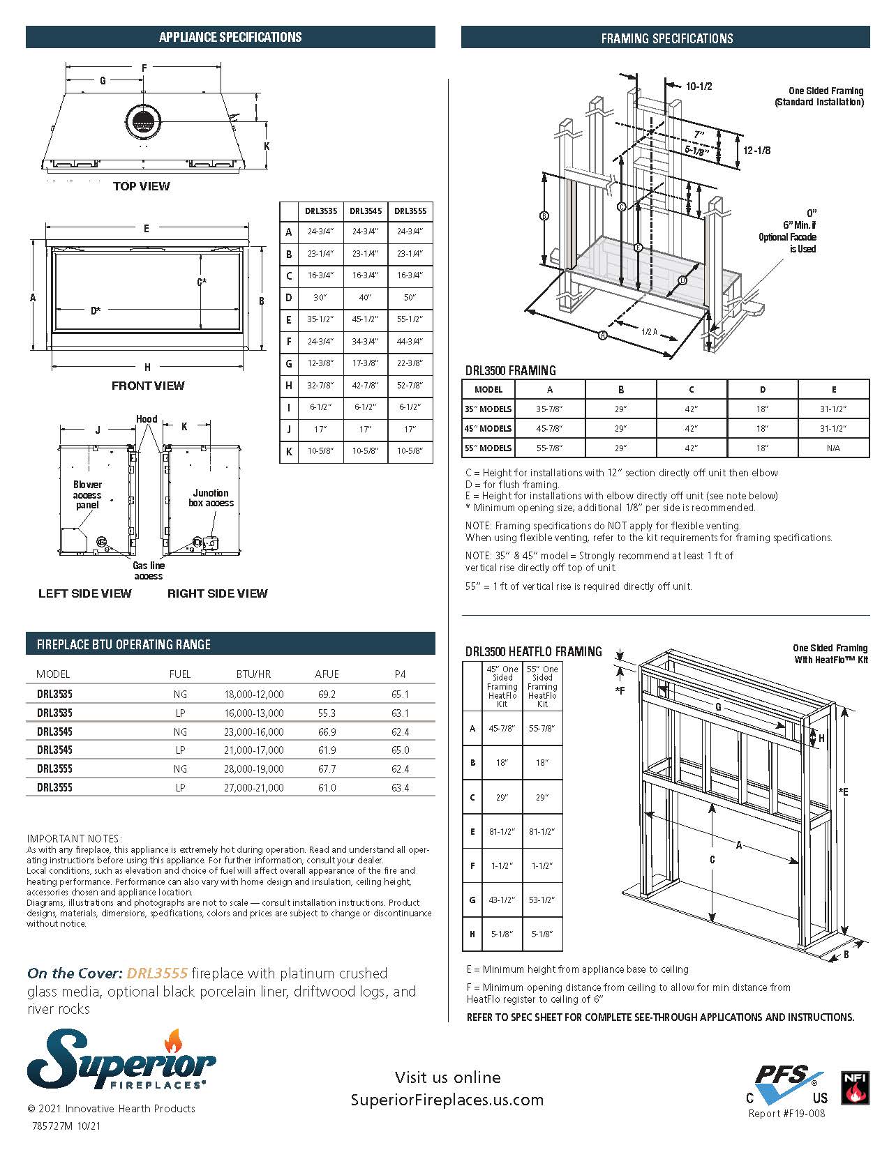 Superior DRL3555 Direct Vent Linear Gas Fireplace