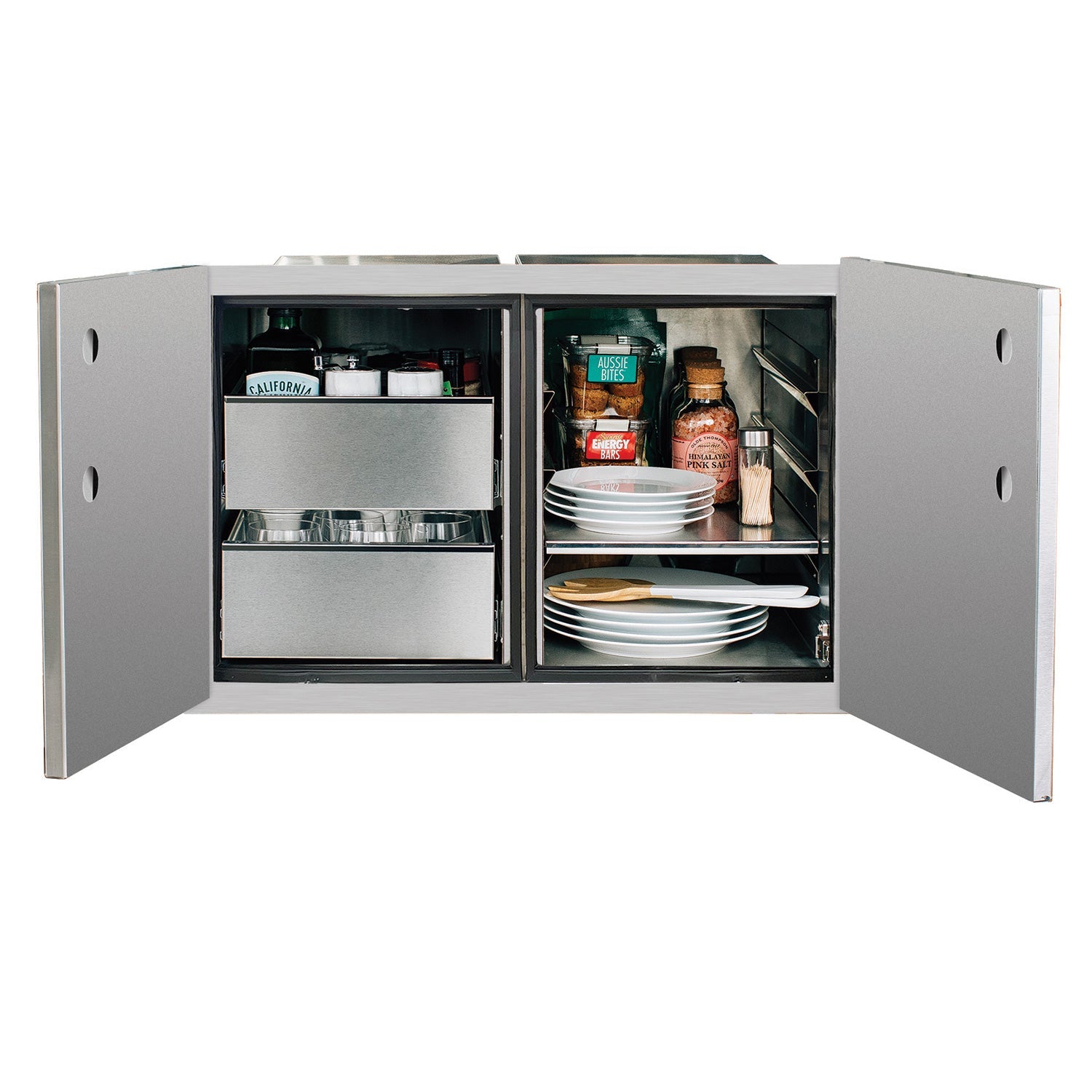 36" 2-Drawer Dry Storage Pantry & Enclosed Cabinet Combo