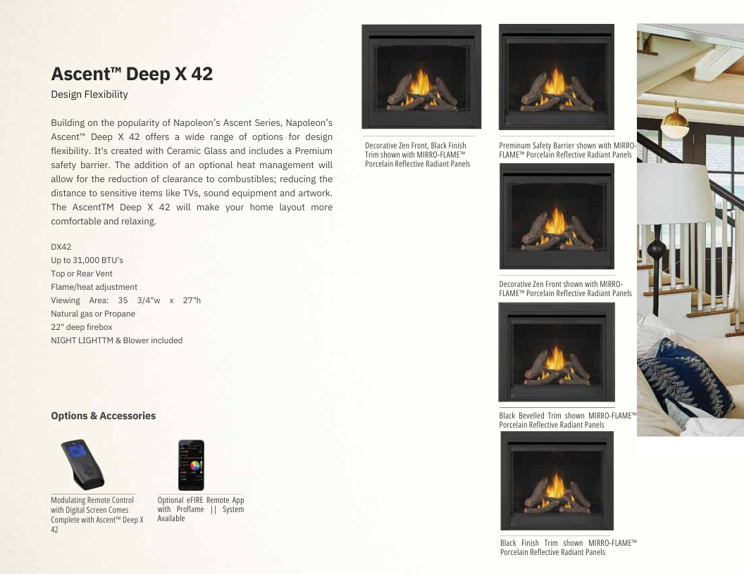 Napoleon Ascent Deep X 42 Direct Vent Gas Fireplace