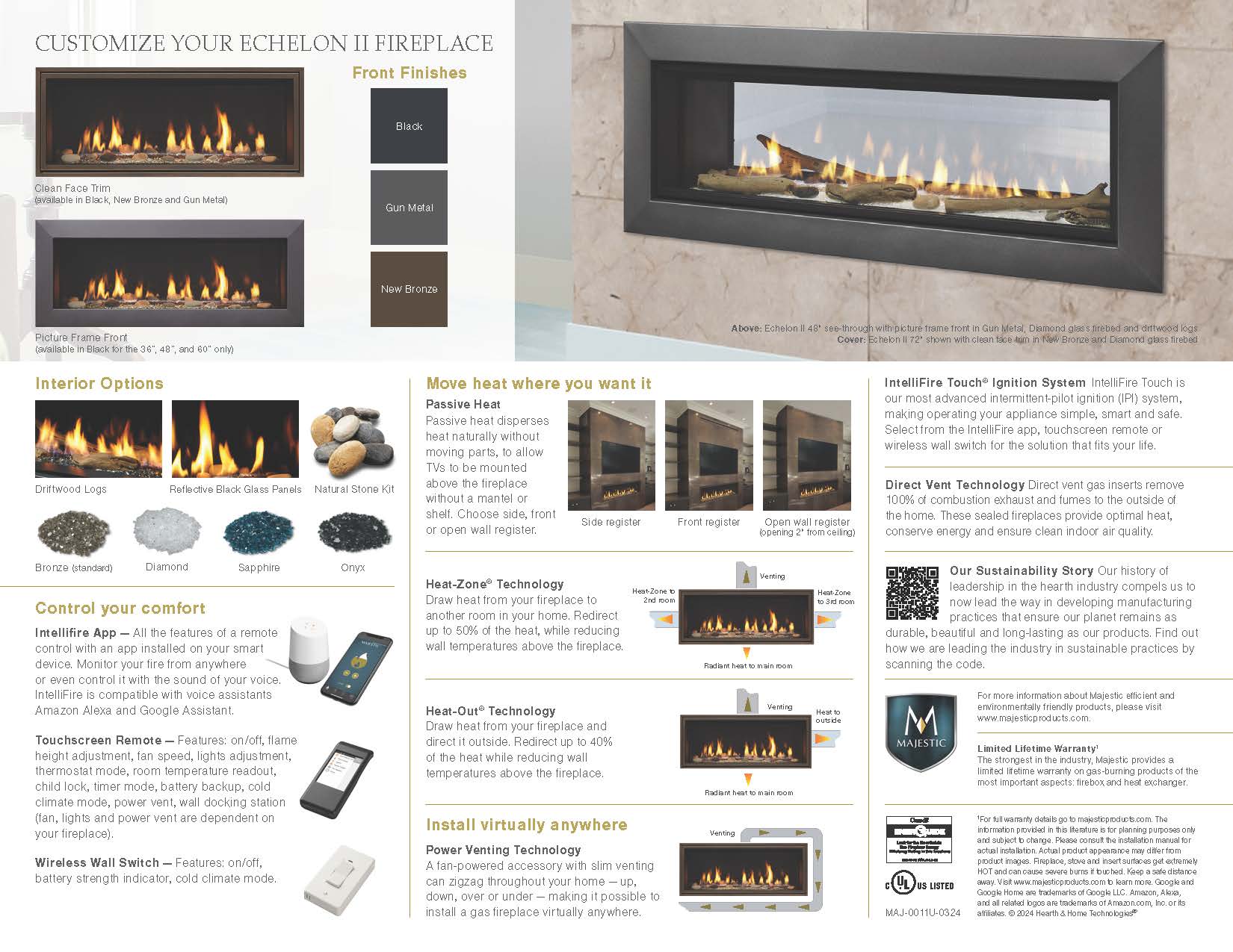 Majestic Echelon II 36" Linear Direct Vent Gas Fireplace