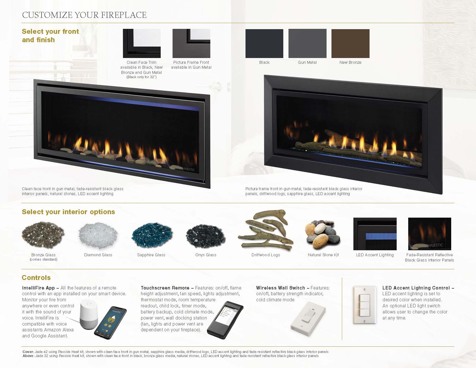 Majestic Jade 42" Linear Contemporary Direct Vent Propane Gas Fireplace With IntelliFire Touch Ignition System