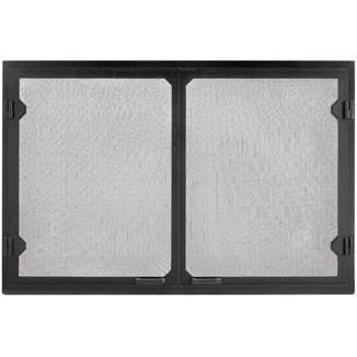 Majestic Black Grand Vista Cabinet Style Mesh Doors for Biltmore Wood Burning Fireplace