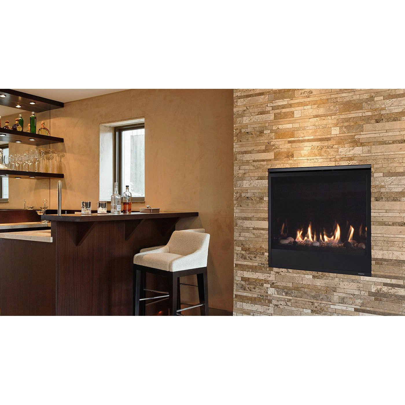 Majestic Quartz 32" Traditional Top/Rear Direct Vent Natural Gas Fireplace With IntelliFire Touch Ignition System