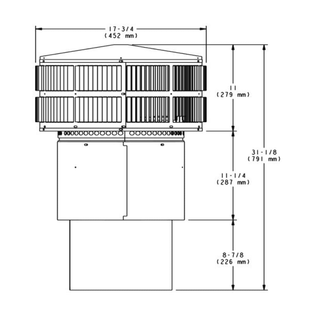 Majestic TR11T-B Round Telescoping Termination Cap with Storm Collar for SL1100 Series Pipe