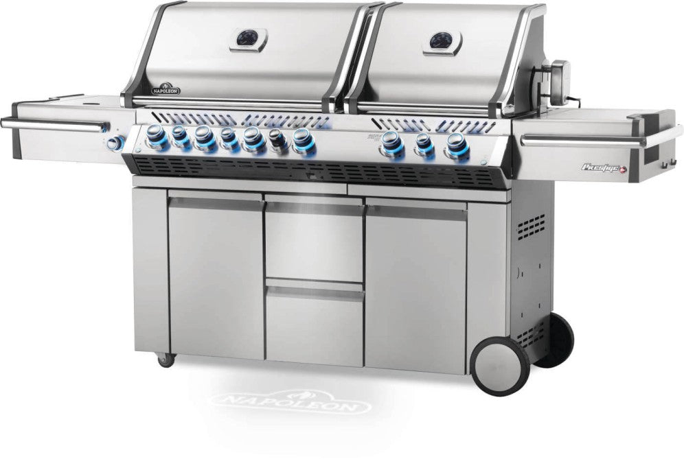 Napoleon Prestige PRO 825 Propane Gas Grill with Infrared Rear Burner, Double Infrared Sear Burner & Side Burner and Rotisserie Kit