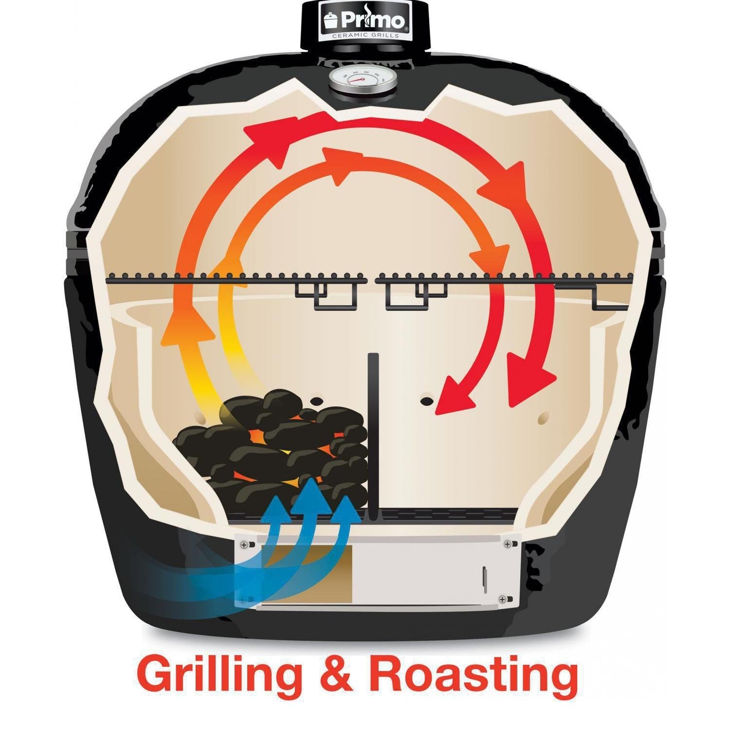 Primo All-In-One Oval LG 300 Charcoal Ceramic Kamado Grill - PGCLGC