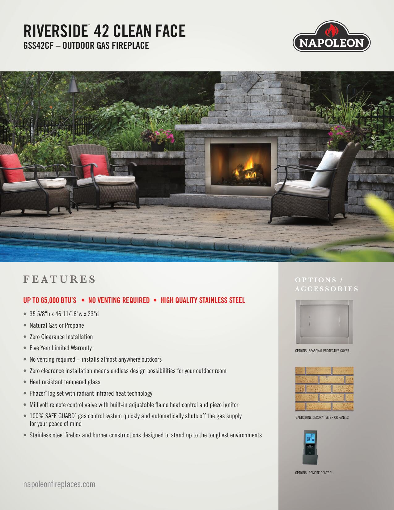 Napoleon Riverside 42 Clean Face Outdoor Gas Fireplace