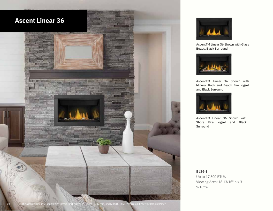 Napoleon Ascent Linear 36 Direct Vent Gas Fireplace