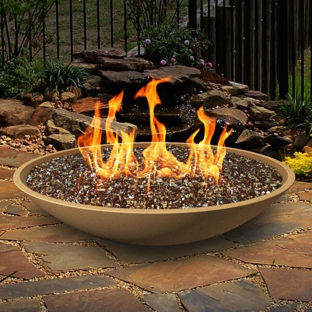 American Fyre Designs Marseille 40-Inch Round Concrete Gas Fire and Water Bowl