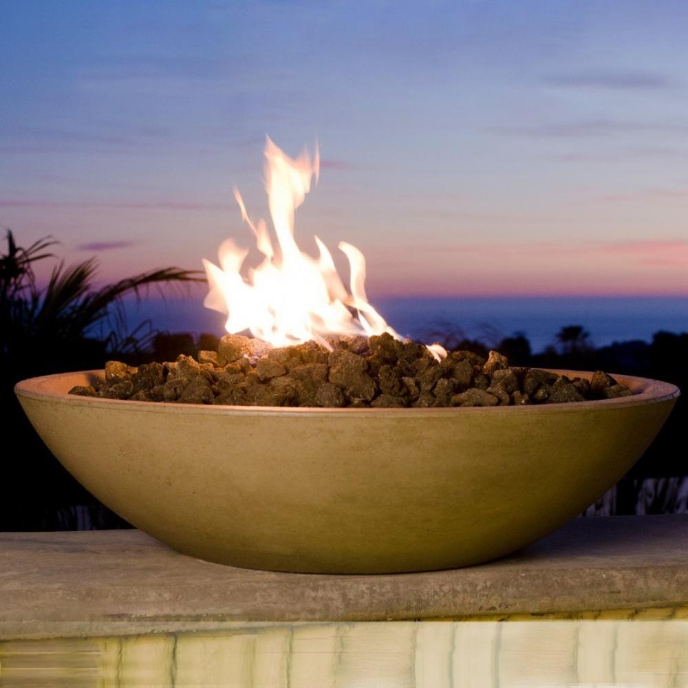 American Fyre Designs Marseille 32-Inch Round Concrete Gas Fire and Water Bowl