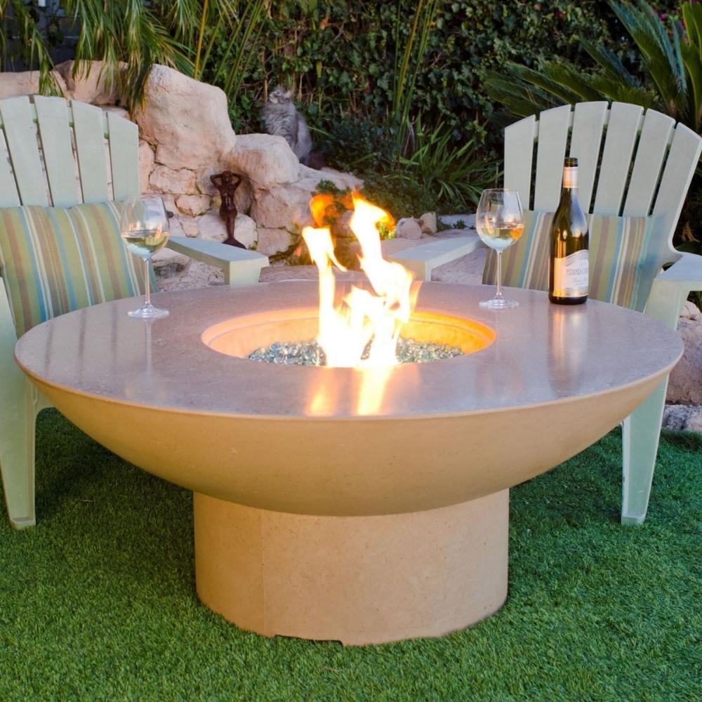 American Fyre Designs Lotus 48-Inch Round Concrete Gas Fire Pit Table