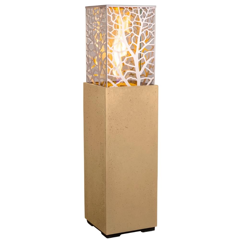 American Fyre Designs Magnolia Lantern 16" Free Standing Outdoor Gas Fire Urn Cafe Blanco Finish