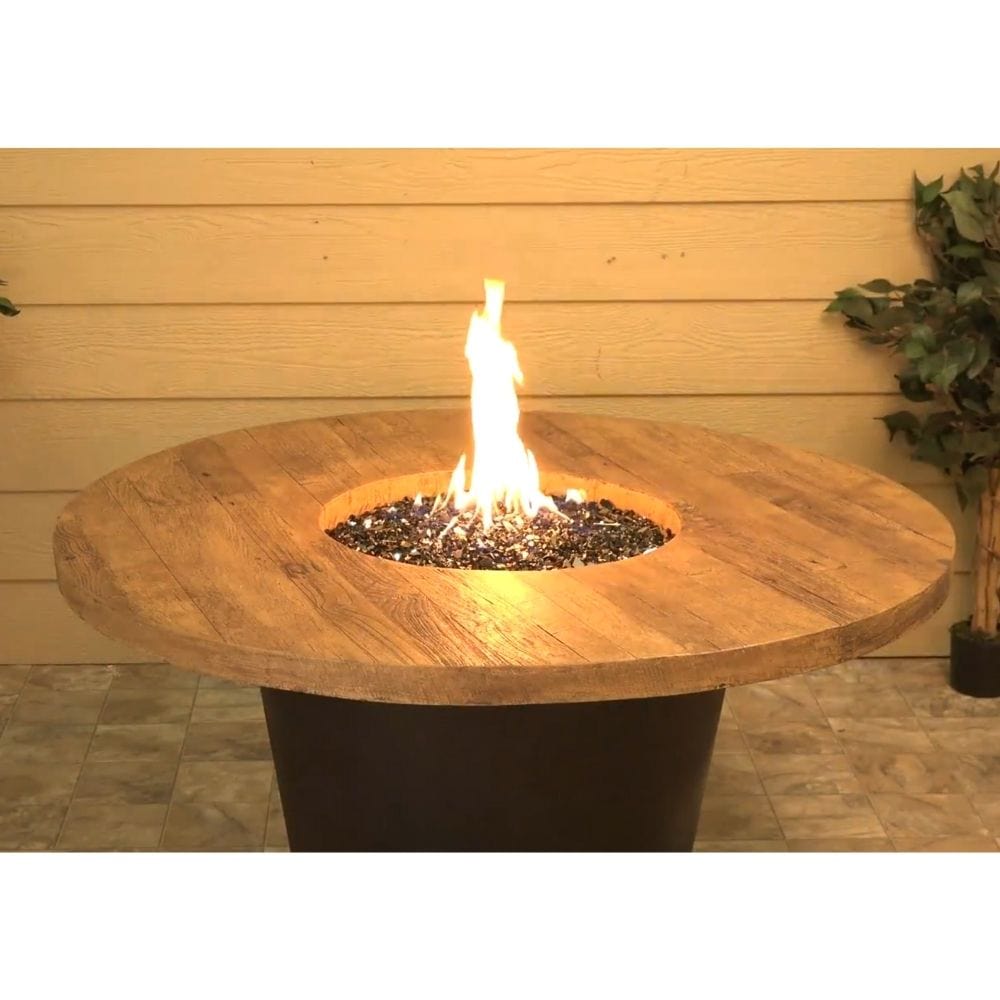 American Fyre Designs Cosmopolitan 48-Inch "Reclaimed Wood" Round Gas Fire Pit Table