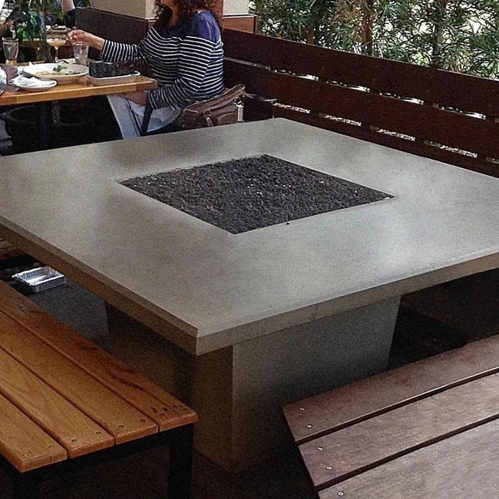 American Fyre Designs Cosmopolitan 60-Inch Concrete Square Gas Fire Pit Dining Table