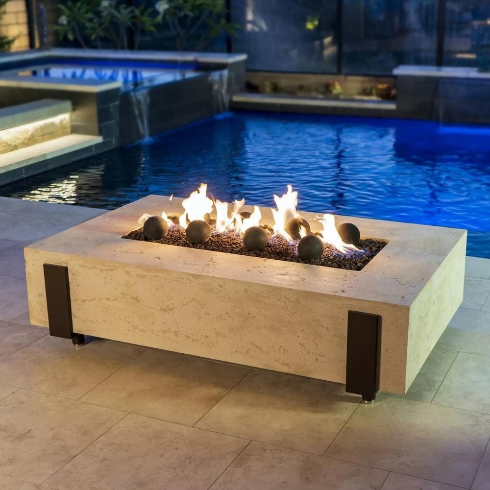 American Fyre Designs Iron Saddle 60-Inch Rectangular Gas Fire Pit Table