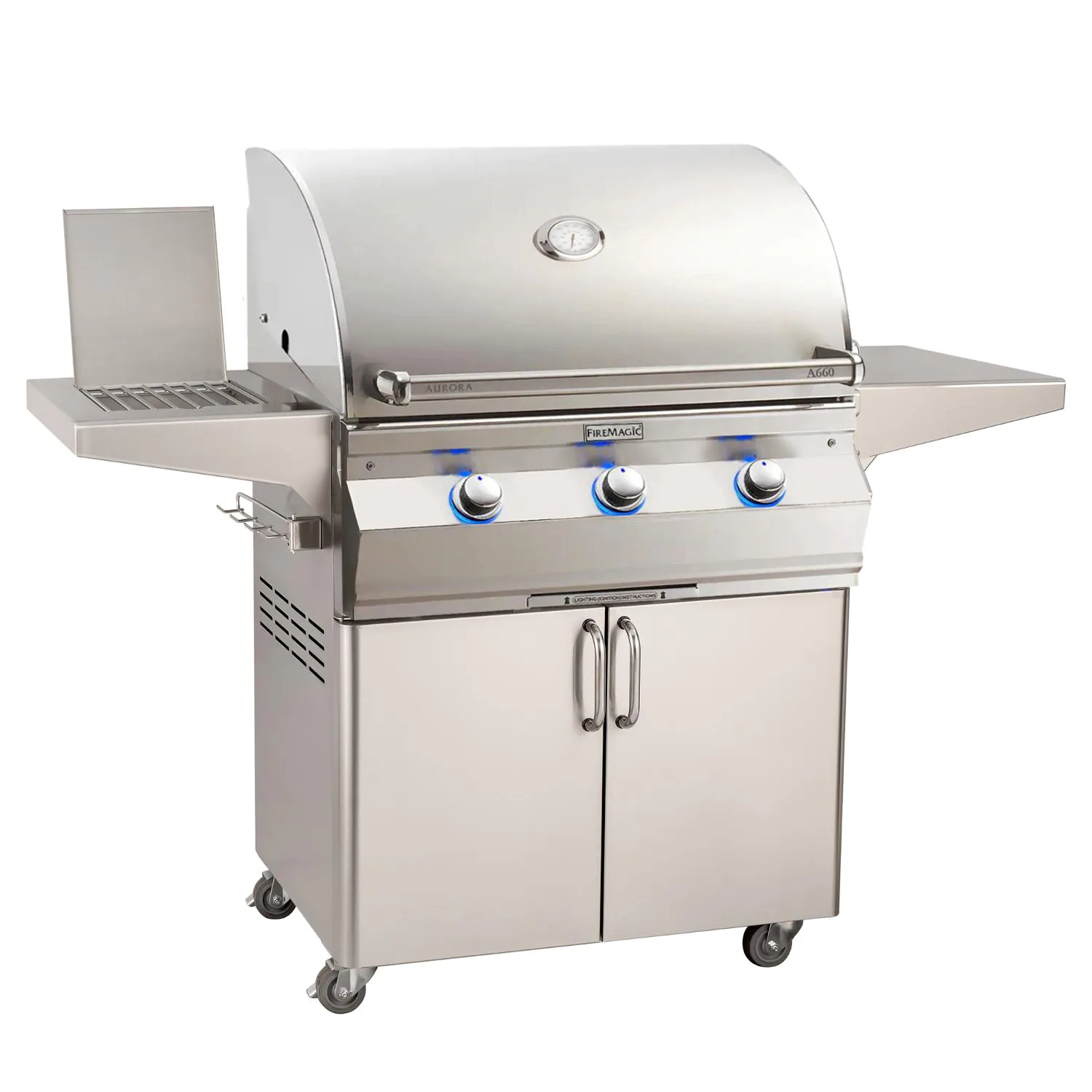 Fire Magic - Aurora A660S 30-Inch Propane Gas Grill With Side Burner And Analog Thermometer - A660S-7EAP-62