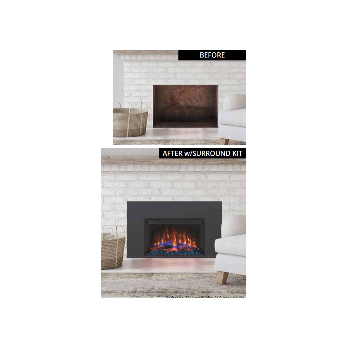 Modern Flames Redstone 30" Built-In Electric Fireplace w/ Trim Option - RS-3021