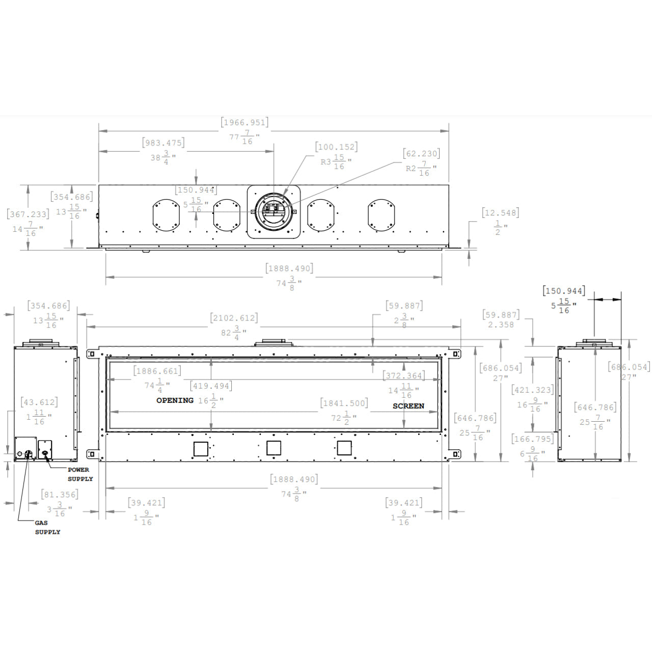 Montigo DelRay Linear 72" Direct-Vent Full Load Gas Fireplace