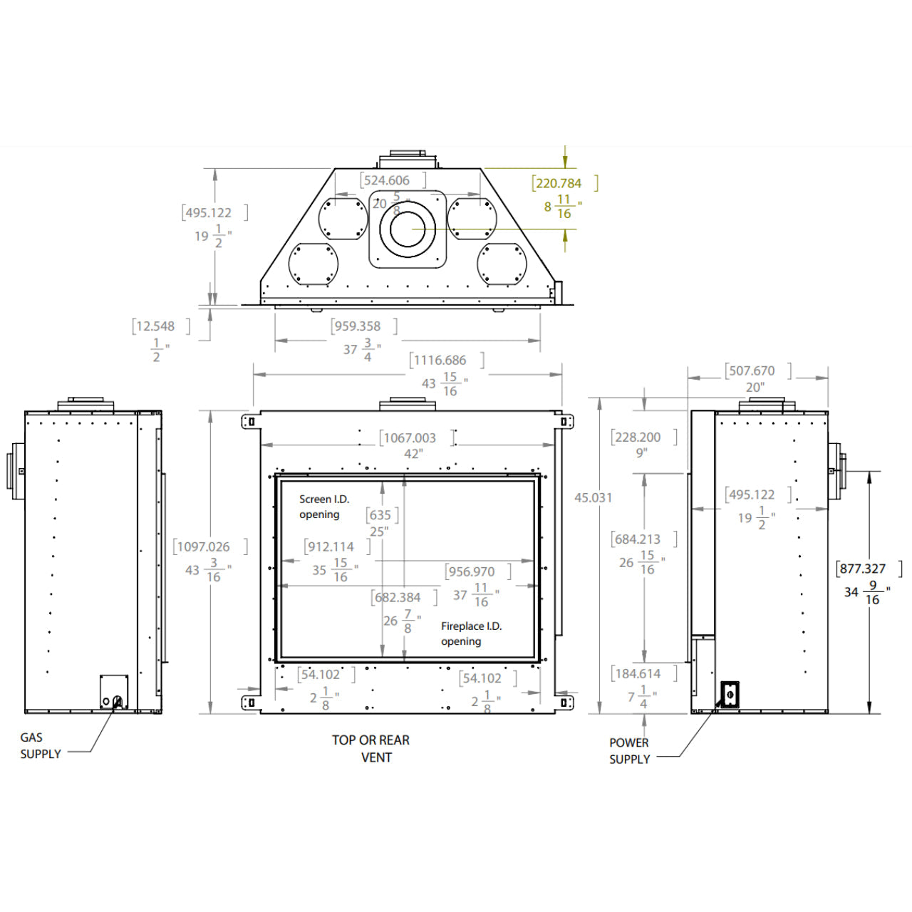 Montigo DelRay Square 42" Direct-Vent Full Load Gas Fireplace