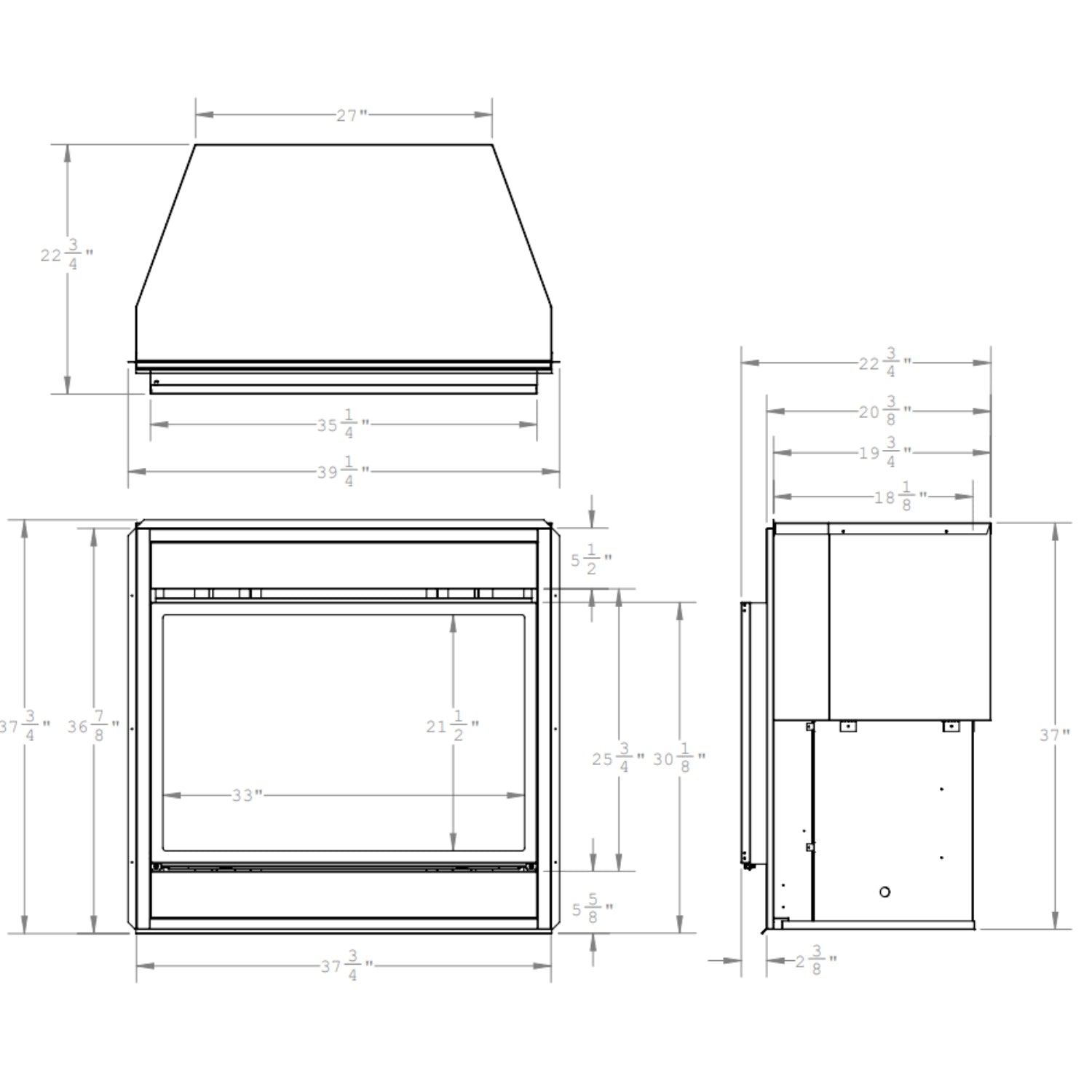 Montigo Divine 38" Contemporary Single Sided Ventless Outdoor Gas Fireplace