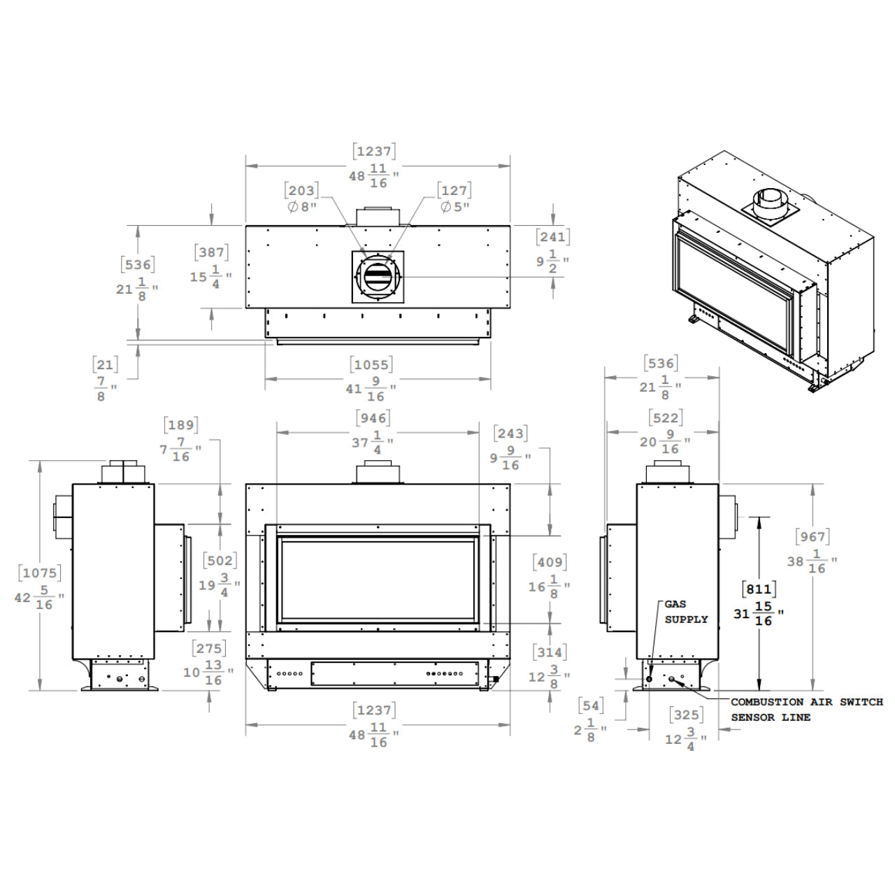 Montigo Exemplar R320 Single Sided Power Vented Gas Fireplace