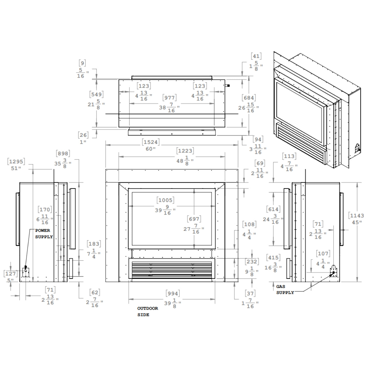 Montigo Exemplar R324STIO Indoor/Outdoor 2-Sided Power Vented Gas Fireplace