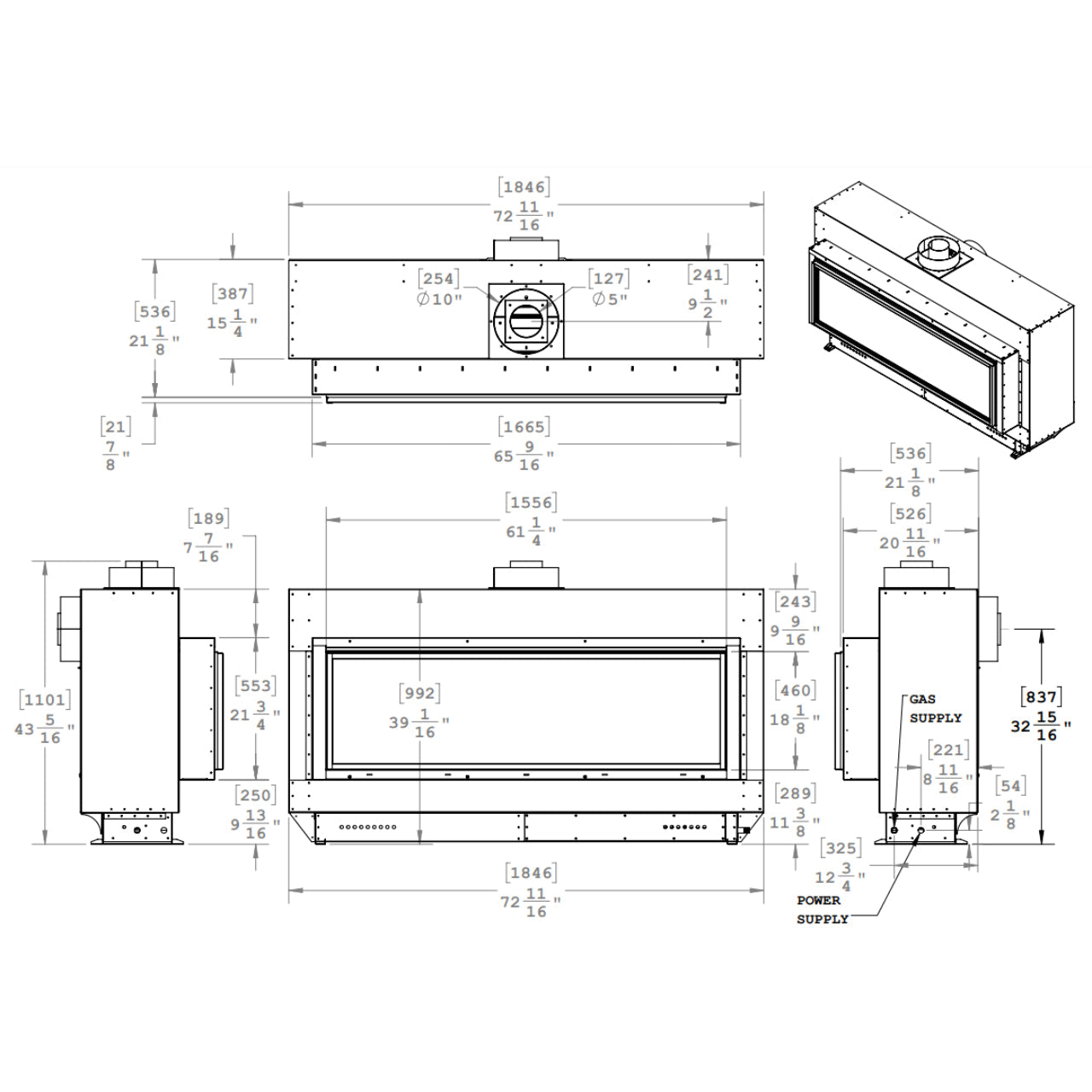 Montigo Exemplar R520 Single Sided Power Vented Gas Fireplace