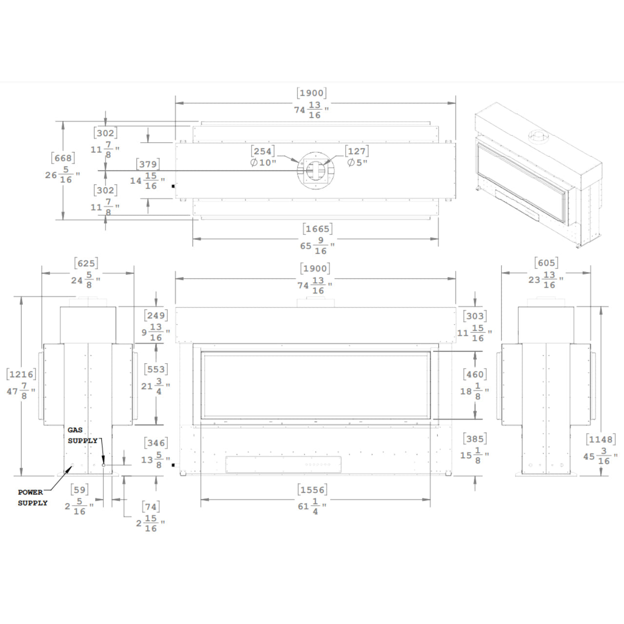 Montigo Exemplar R520ST See-Through Power Vented Gas Fireplace