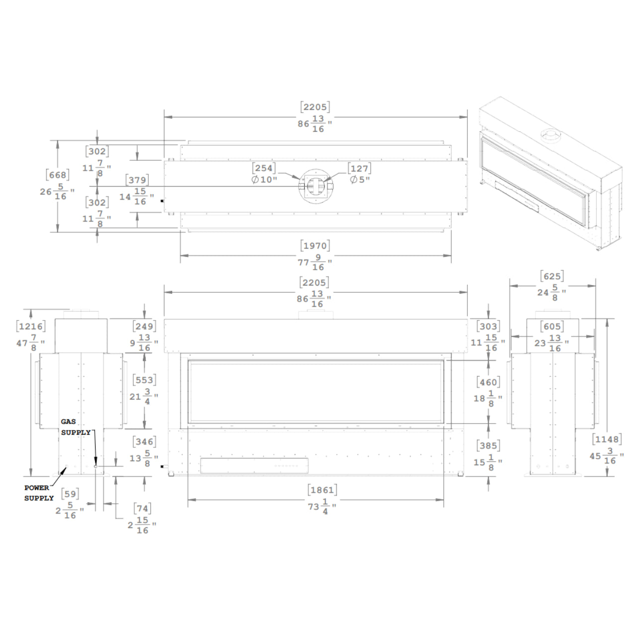 Montigo Exemplar R620ST See-Through Power Vented Gas Fireplace