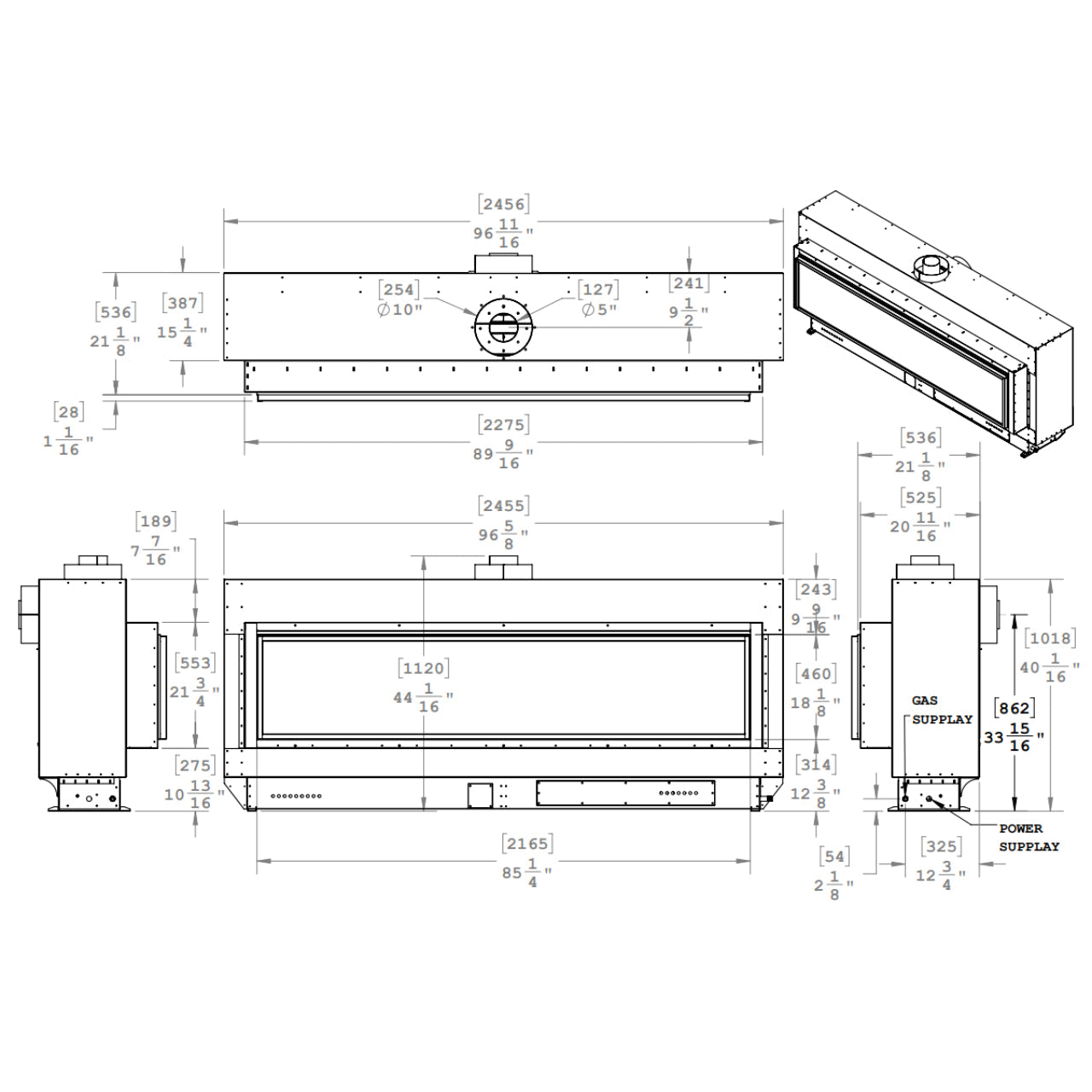 Montigo Exemplar R720 Single Sided Power Vented Gas Fireplace