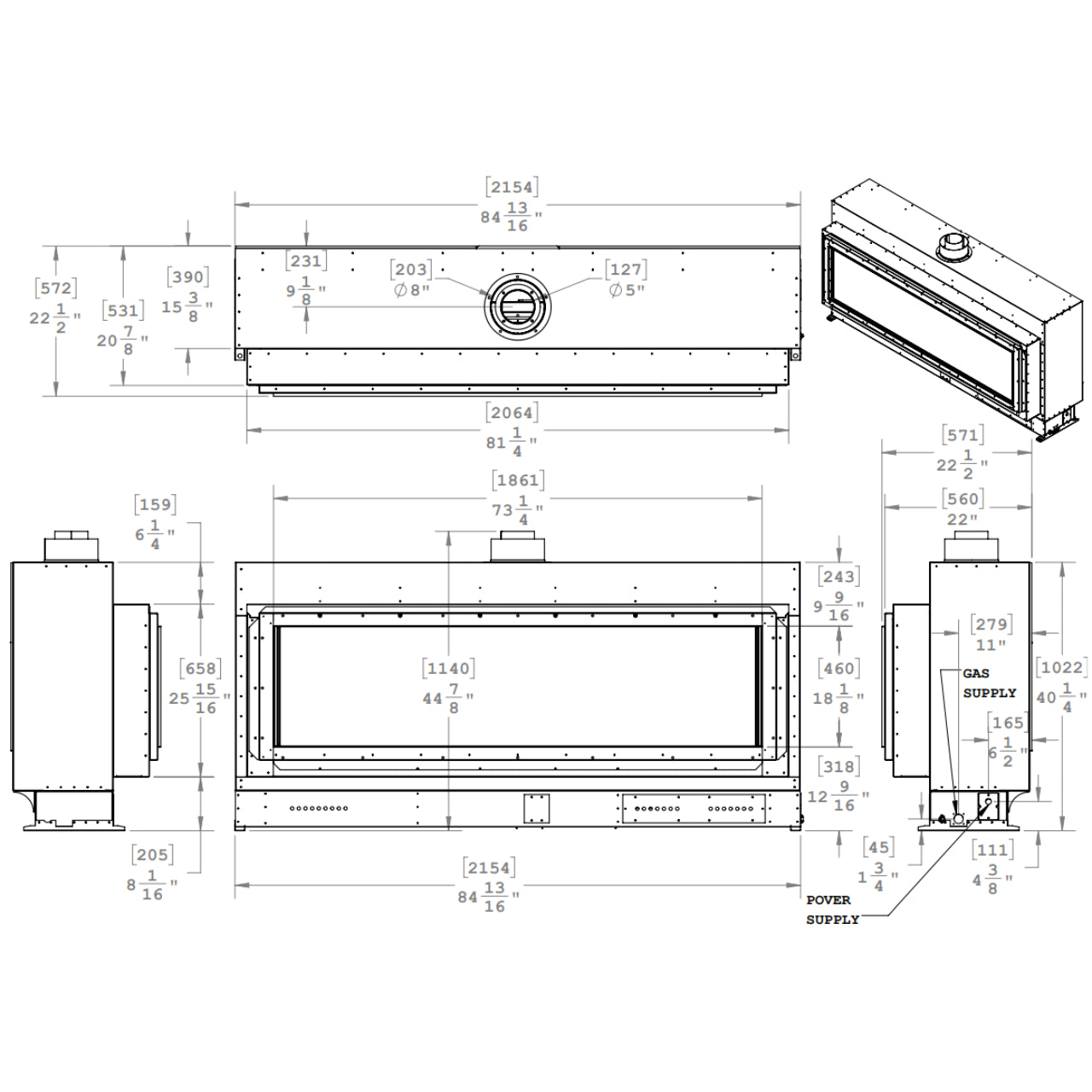 Montigo Exemplar RP620 Single Sided Power Vented Gas Fireplace