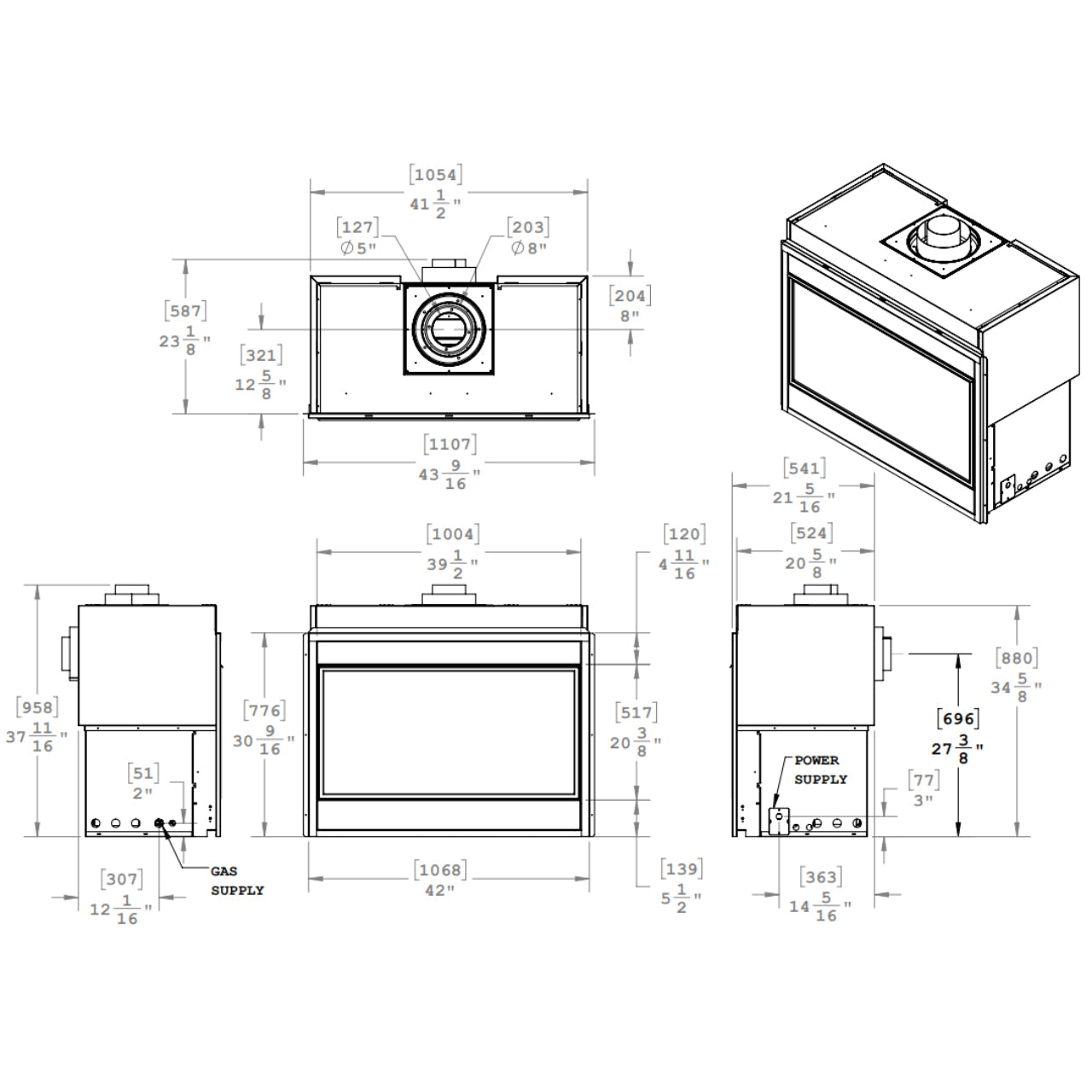 Montigo Phenom 42" Single Sided Direct-Vent Full Load Gas Fireplace