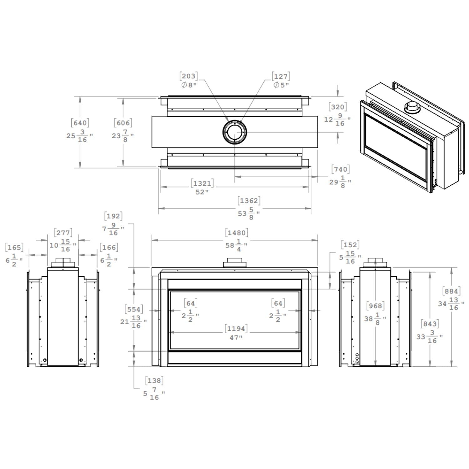 Montigo Phenom 52" See-Through Direct Vent Gas Fireplace - Intermittent Pilot Ignition